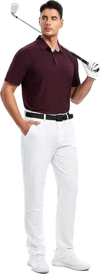 Damipow Premium Golf Shirts for Men Dry Fit Performance Polo Short Sleeve Collared Shirt