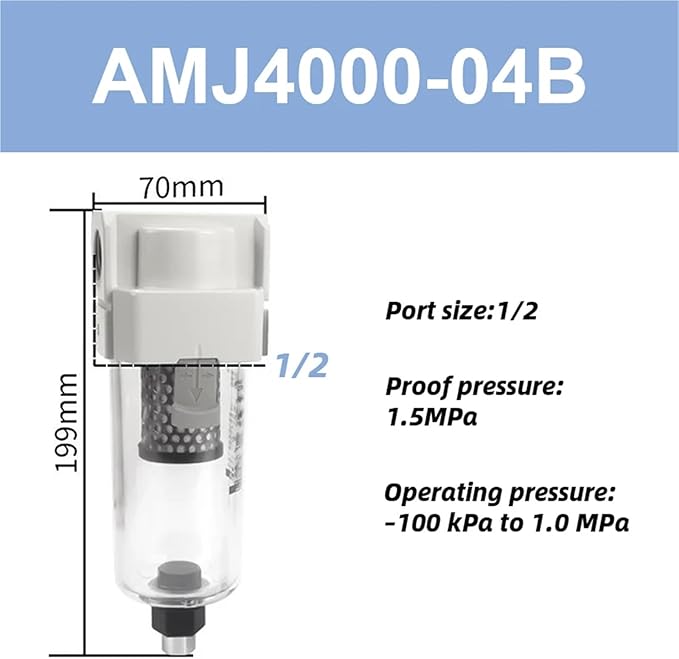 Vacuum Water Droplet Separator Pipeline Filter AMJ AMJ3000-03B AMJ4000-04B-C 1Pcs(AMJ4000-04B)