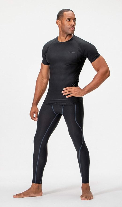 DEVOPS 3 Pack Men's Cool Dry Short Sleeve Compression Shirts, Sports Baselayer T-Shirts Tops, Athletic Workout Shirt