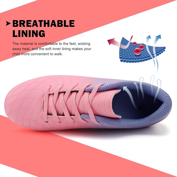 JABASIC Kids Outdoor Soccer Cleats Athletic Firm Ground Football Shoes
