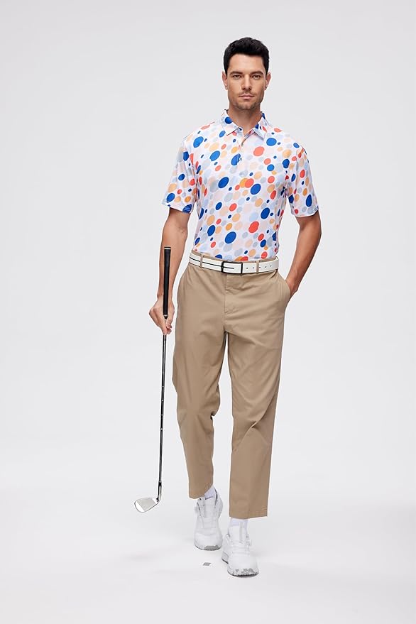 WARHORSEE Golf Polo Shirts for Men Short Sleeve Wrinkle Free 4 Way Stretch Moisture Wicking Performance Collared Tshirts