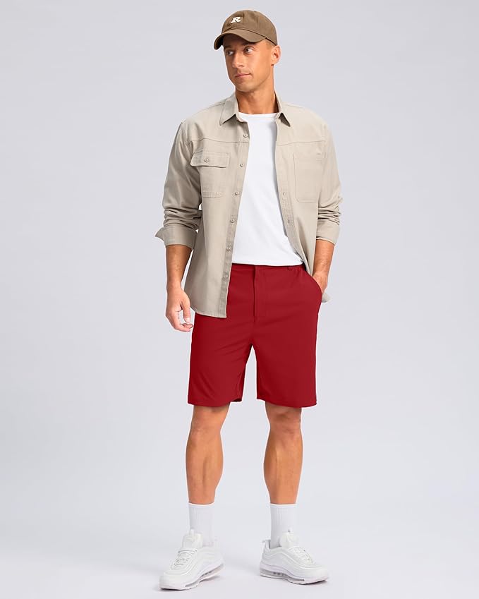 Pudolla Men's Casual Shorts 7"/9" Lightweight Golf Shorts with 3 Pockets Stretch Quick Dry Comfy Work Shorts