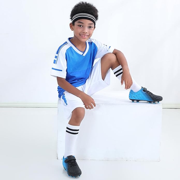 brooman Kids Firm Ground Soccer Cleats Boys Girls Athletic Outdoor Football Shoes