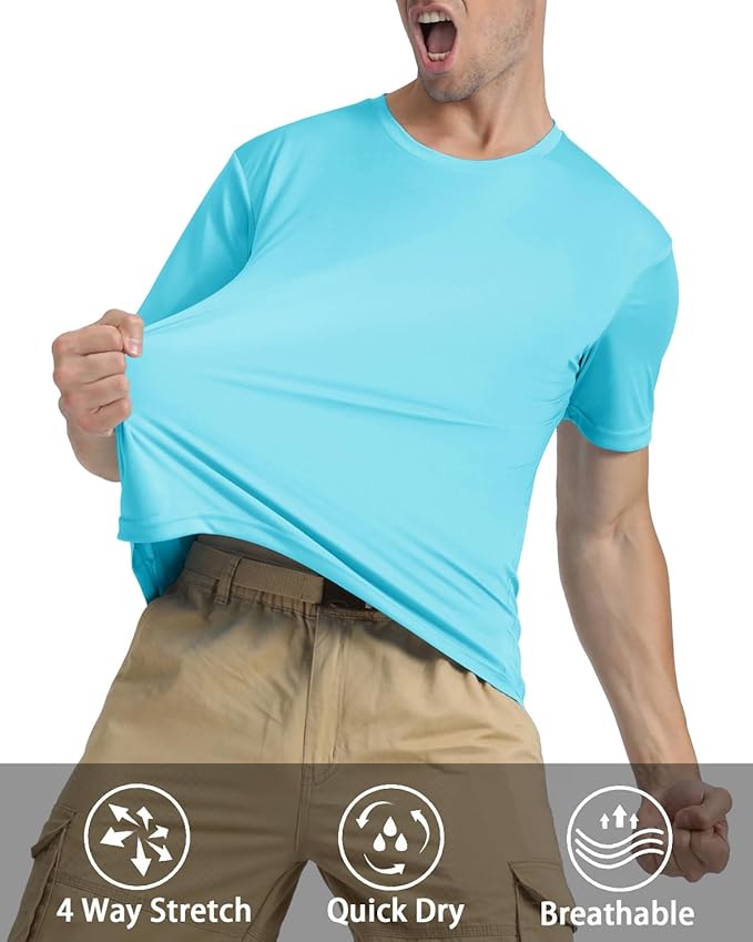 KEFITEVD Men's Short Sleeve UPF 50+ Sun Protection Shirts Quick Dry Rashguard Swim Shirt SPF Workout Fishing Athletic T-Shirt