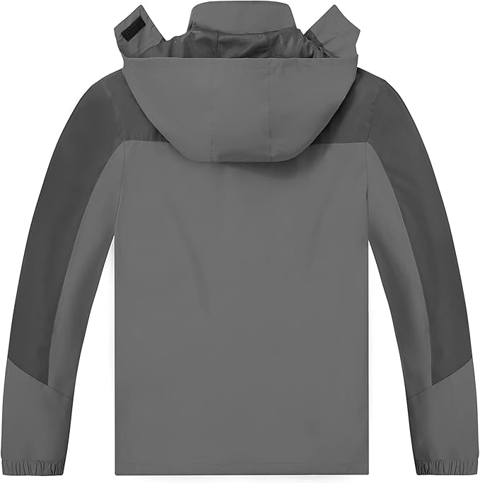 TEZO Mens Rain Jacket Waterproof with Hooded Hiking Coat Lightweight Windbreaker