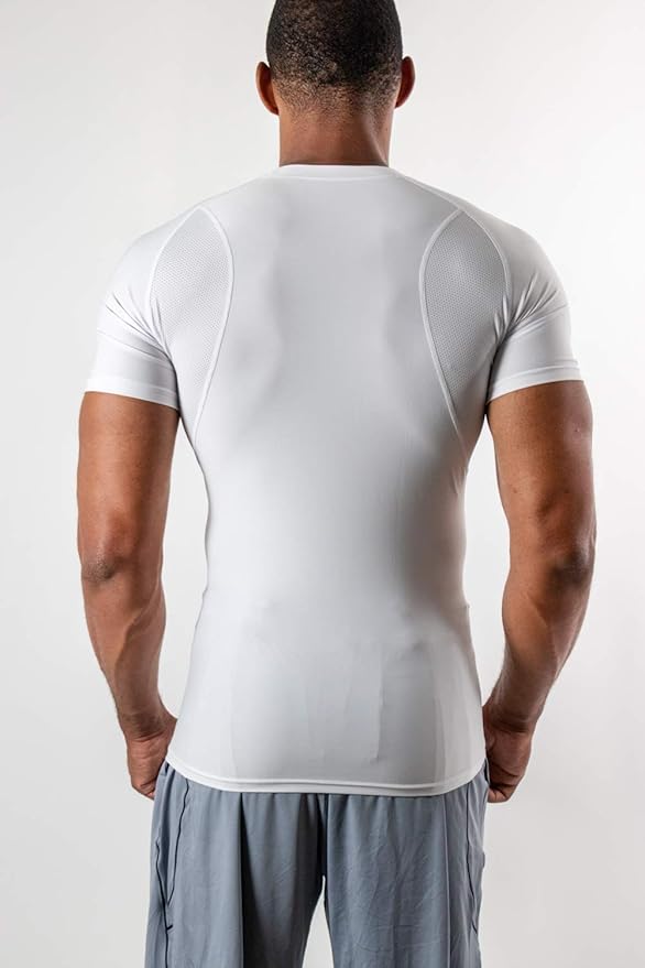 DEVOPS 3 Pack Men's Cool Dry Short Sleeve Compression Shirts, Sports Baselayer T-Shirts Tops, Athletic Workout Shirt