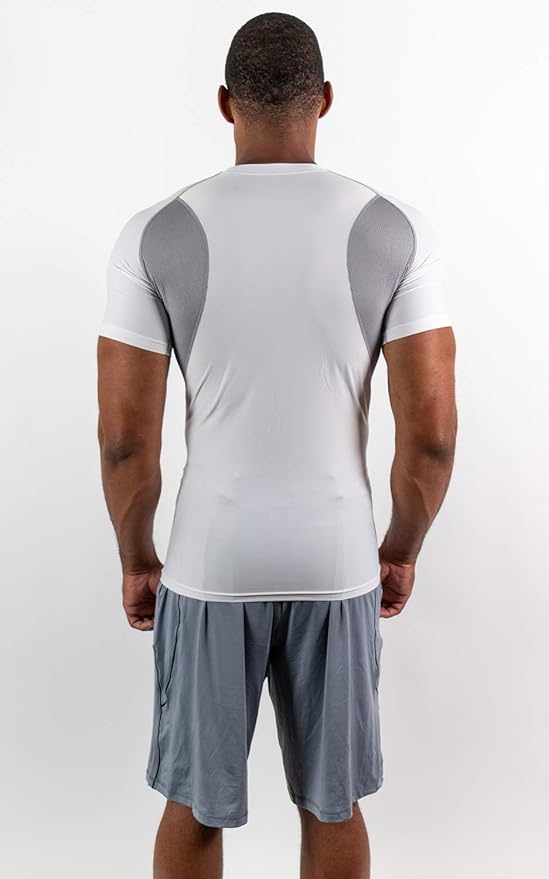 DEVOPS 3 Pack Men's Cool Dry Short Sleeve Compression Shirts, Sports Baselayer T-Shirts Tops, Athletic Workout Shirt