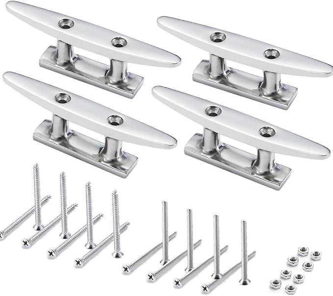 Boat Cleat Open Base Boat Cleat 4/5/6/8 inch, Dock Cleat All 316 Stainless Steel Boat Mooring Accessories, Include Installation Accessories Screws