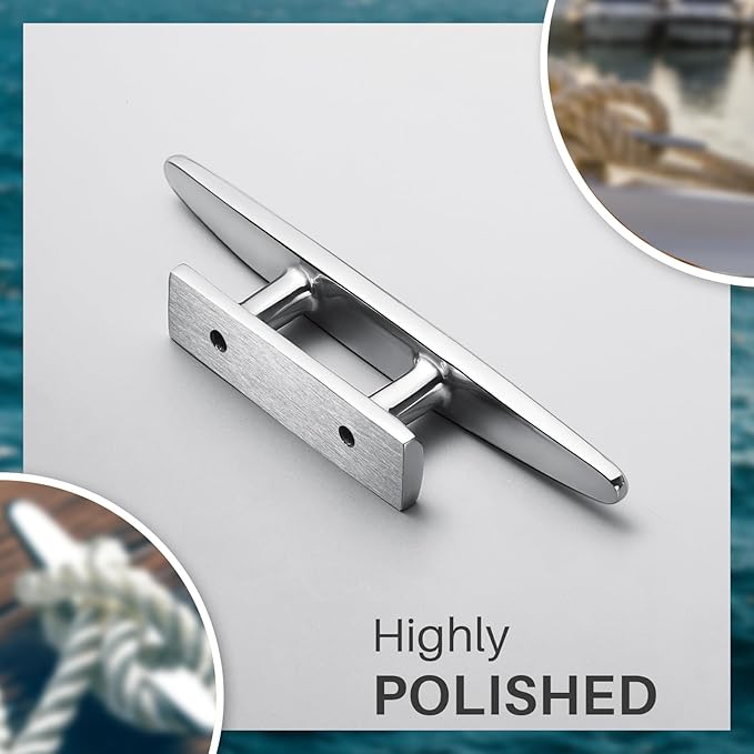 Boat Cleats Marine Grade 316 Stainless Steel Boat Mooring Cleat Pack of 4, Installation Accessories Included