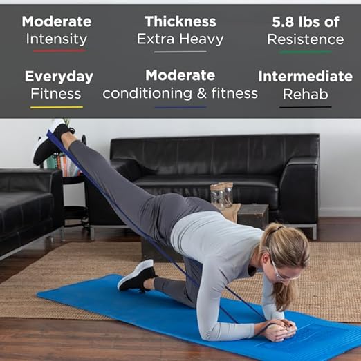 THERABAND Resistance Bands Set, Professional Elastic Band For Upper & Lower Body Exercise, Strength Training without Weights, Physical Therapy, Lower Pilates, & Rehab, Blue & Black, Advanced