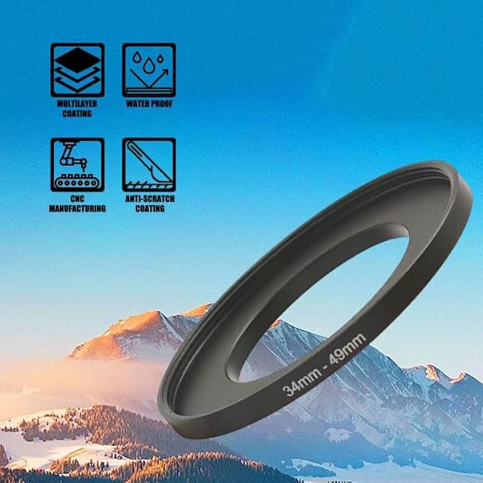 YAMAFOO 62mm to 72mm Step-Up Ring/Step Down Rings Filter Adapter for All Brands UV ND CPL Metal Ring Step-Up Rings Adapter Filter,Black (62-72)