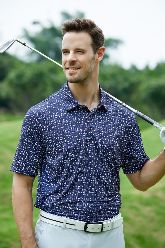 Damipow Premium Golf Shirts for Men Dry Fit Performance Polo Short Sleeve Collared Shirt