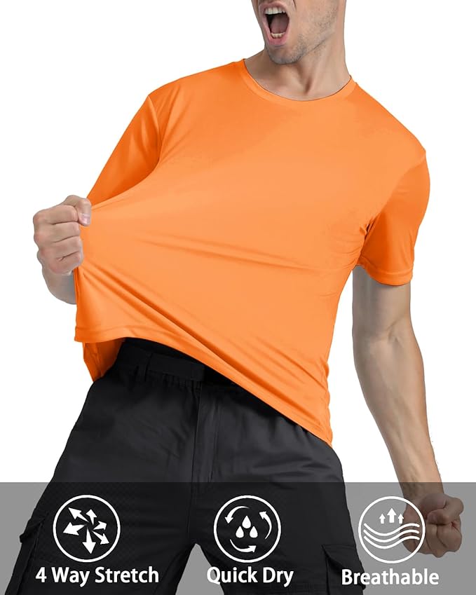 KEFITEVD Men's Short Sleeve UPF 50+ Sun Protection Shirts Quick Dry Rashguard Swim Shirt SPF Workout Fishing Athletic T-Shirt