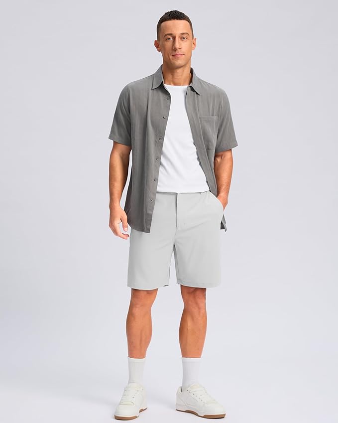 Pudolla Men's Casual Shorts 7"/9" Lightweight Golf Shorts with 3 Pockets Stretch Quick Dry Comfy Work Shorts
