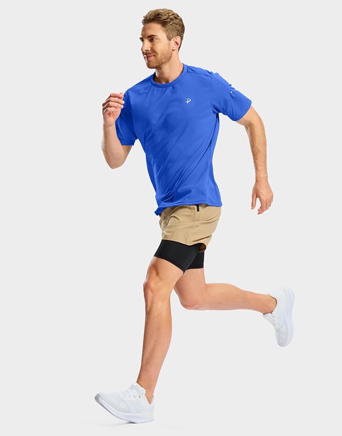 Pudolla Men's Workout Running T-Shirts Lightweight Quick Dry Athletic Gym Shirts for Men Short Sleeve Sport Tee Tops