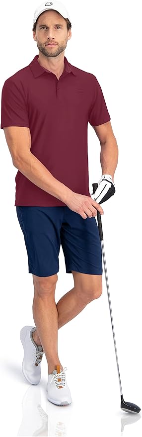 Three Sixty Six Golf Shirts for Men - Dry Fit Short-Sleeve Polo, Athletic Casual Collared T-Shirt