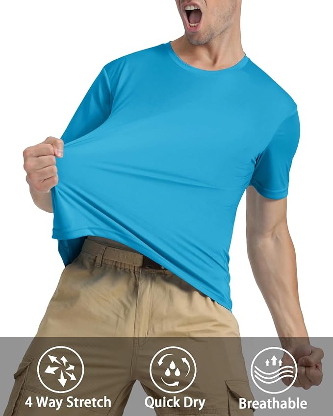 KEFITEVD Men's Short Sleeve UPF 50+ Sun Protection Shirts Quick Dry Rashguard Swim Shirt SPF Workout Fishing Athletic T-Shirt
