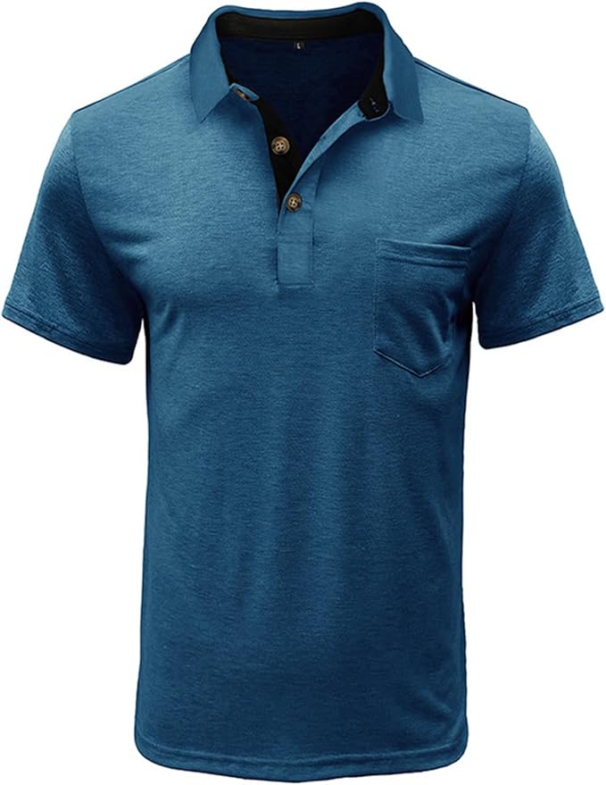 SEGANUP Men's Fashion Polo Shirts Short Sleeve Casual Cotton Golf Shirts Moisture Wicking Polo Shirt with Pocket