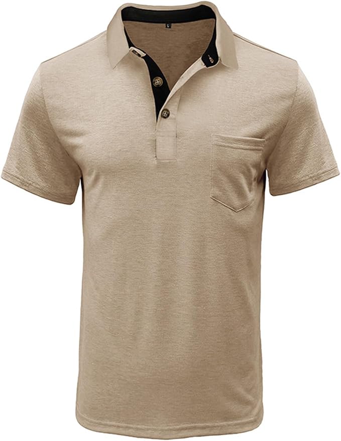 SEGANUP Men's Fashion Polo Shirts Short Sleeve Casual Cotton Golf Shirts Moisture Wicking Polo Shirt with Pocket