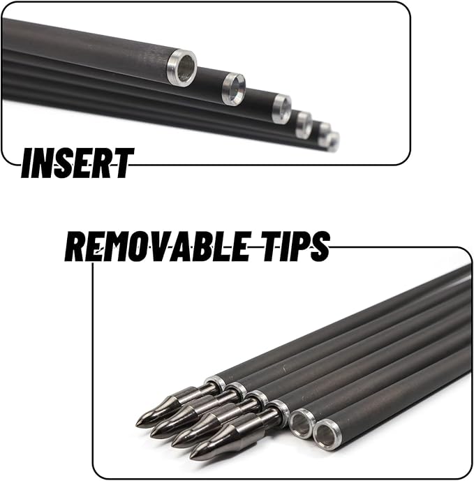 600 Spine Pure Carbon Arrows with Real Turkey Feathers Removable 100 Grain Tips Plastic Nocks for Archery Target Hunting