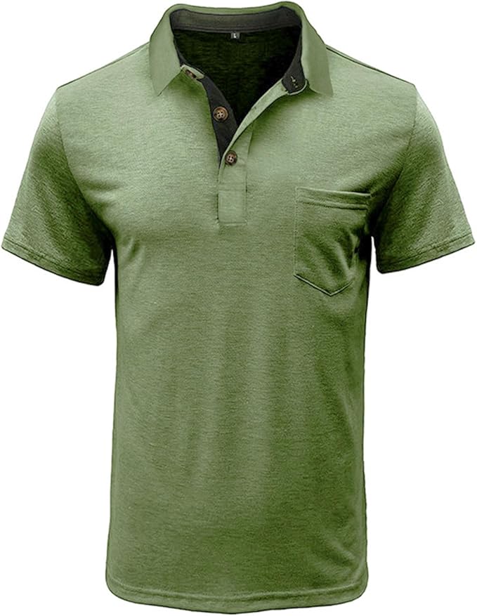 SEGANUP Men's Fashion Polo Shirts Short Sleeve Casual Cotton Golf Shirts Moisture Wicking Polo Shirt with Pocket