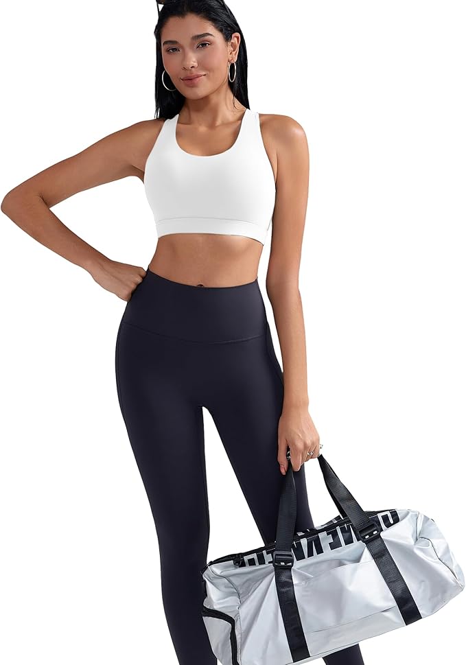 RUNNING GIRL Sports Bra for Women, Criss-Cross Back Padded Strappy Sports Bras Medium Support Yoga Bra with Removable Cups