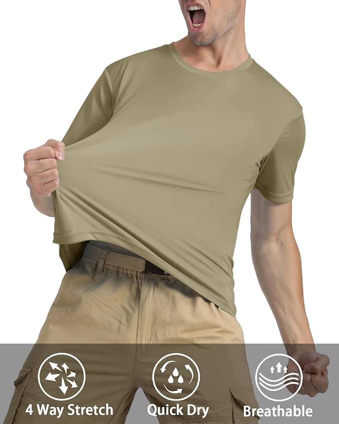KEFITEVD Men's Short Sleeve UPF 50+ Sun Protection Shirts Quick Dry Rashguard Swim Shirt SPF Workout Fishing Athletic T-Shirt