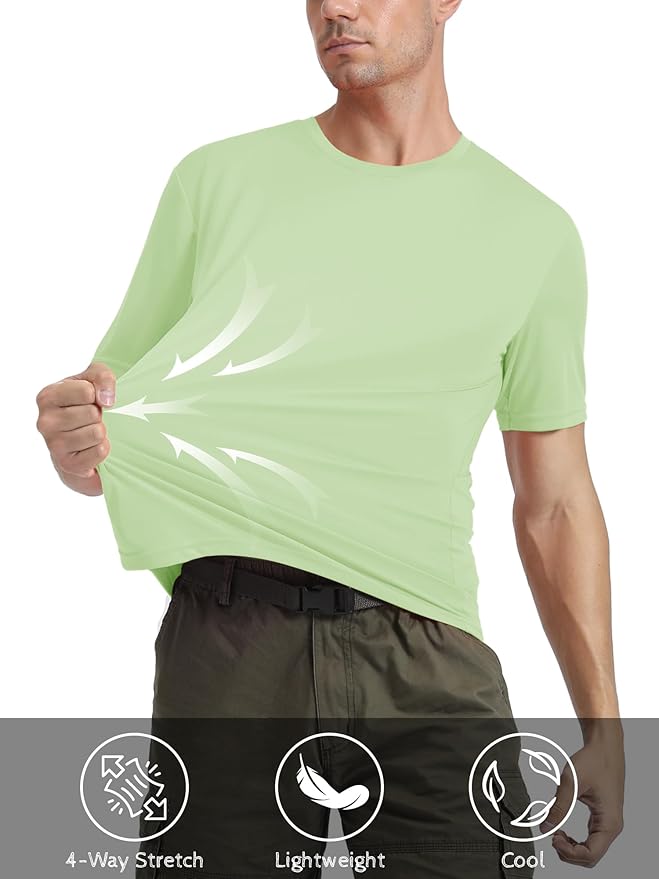 MAGCOMSEN Men's Short Sleeve UPF 50+ T-Shirt Quick Dry Rash Guard Athletic Running Swim Top Tee Performance Water Shirts
