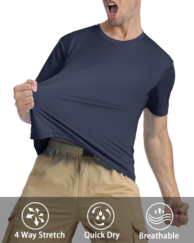 KEFITEVD Men's Short Sleeve UPF 50+ Sun Protection Shirts Quick Dry Rashguard Swim Shirt SPF Workout Fishing Athletic T-Shirt