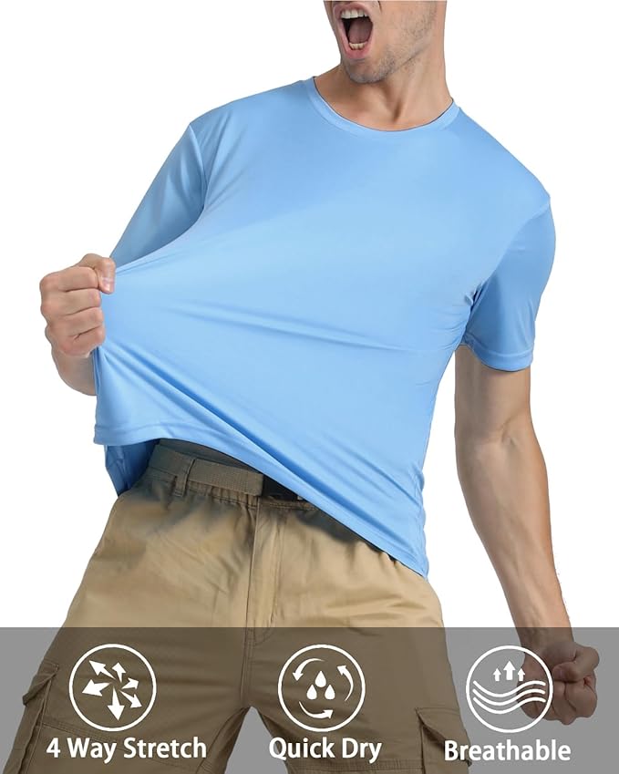 KEFITEVD Men's Short Sleeve UPF 50+ Sun Protection Shirts Quick Dry Rashguard Swim Shirt SPF Workout Fishing Athletic T-Shirt