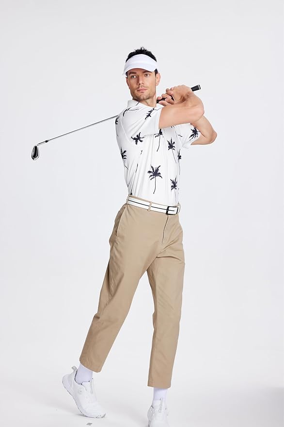 WARHORSEE Golf Polo Shirts for Men Short Sleeve Wrinkle Free 4 Way Stretch Moisture Wicking Performance Collared Tshirts