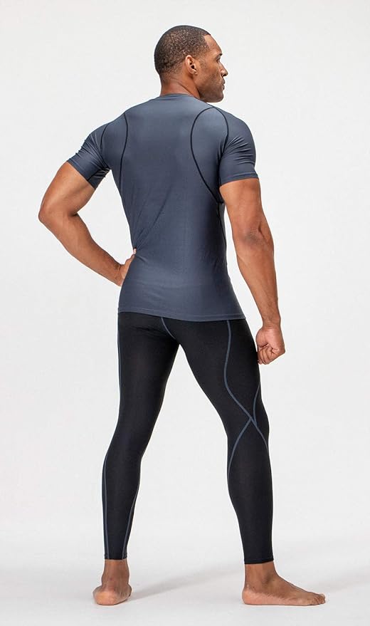 DEVOPS 3 Pack Men's Cool Dry Short Sleeve Compression Shirts, Sports Baselayer T-Shirts Tops, Athletic Workout Shirt