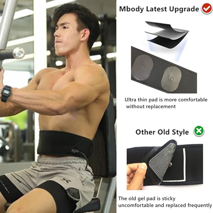 Pro Abdominal Fitness Abs Workout Belt 30''-55'' Black for Man and Woman
