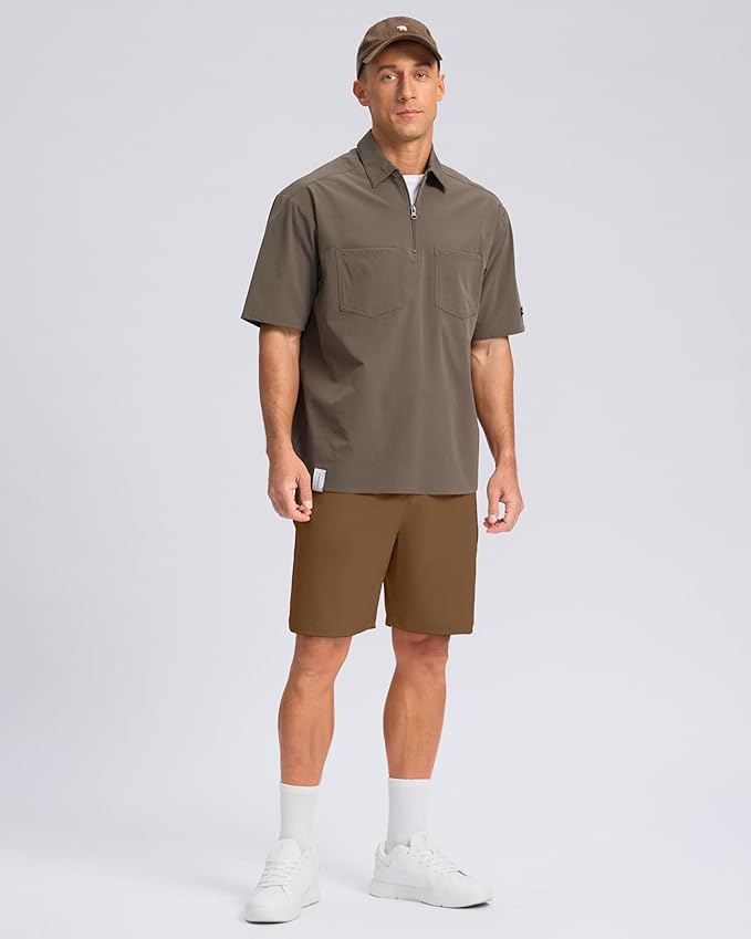 Pudolla Men's Casual Shorts 7"/9" Lightweight Golf Shorts with 3 Pockets Stretch Quick Dry Comfy Work Shorts
