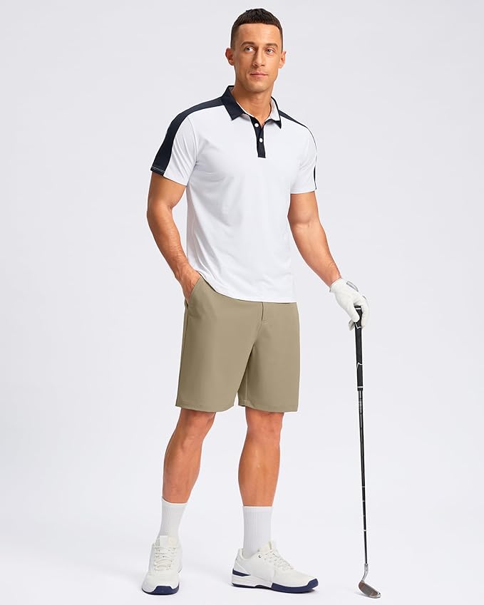 Pudolla Men's Casual Shorts 7"/9" Lightweight Golf Shorts with 3 Pockets Stretch Quick Dry Comfy Work Shorts