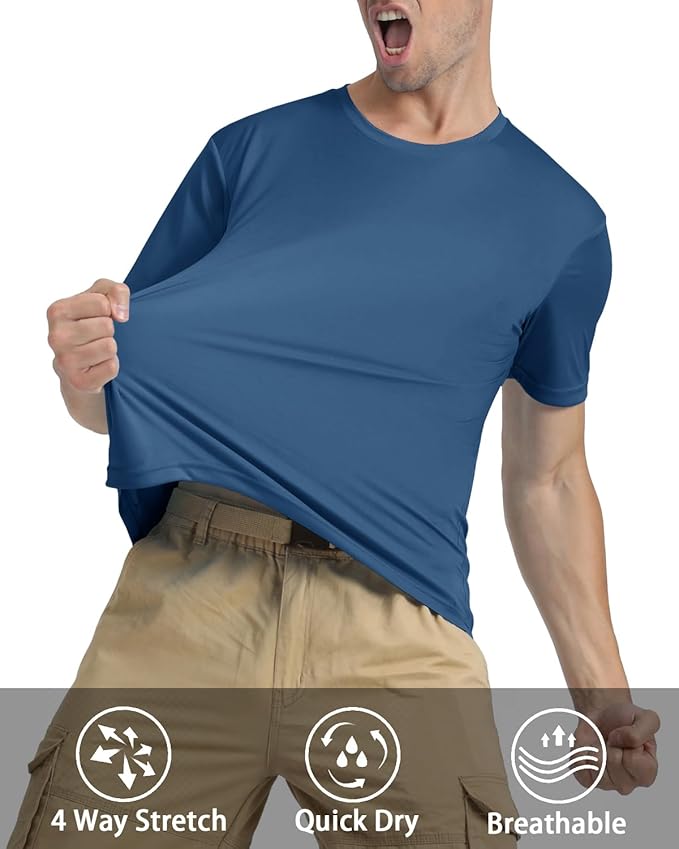 KEFITEVD Men's Short Sleeve UPF 50+ Sun Protection Shirts Quick Dry Rashguard Swim Shirt SPF Workout Fishing Athletic T-Shirt
