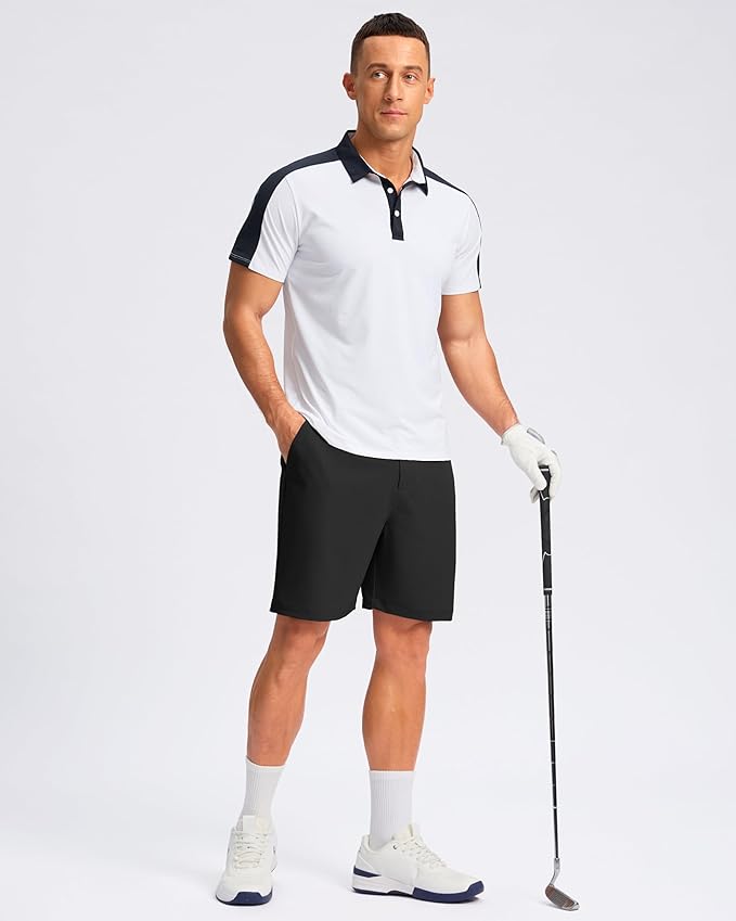 Pudolla Men's Casual Shorts 7"/9" Lightweight Golf Shorts with 3 Pockets Stretch Quick Dry Comfy Work Shorts