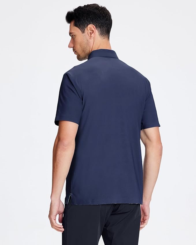 SAMERM Golf Shirts for Men Super Stretch Jacquard Dry Fit Golf Polo Moisture Wicking Short Sleeve Polo Shirts for Men