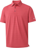 Rouen Polo Shirts for Men Dry Fit Performance Heather Stripe Golf Polo Moisture Wicking Lightweight Breathable Golf Shirts