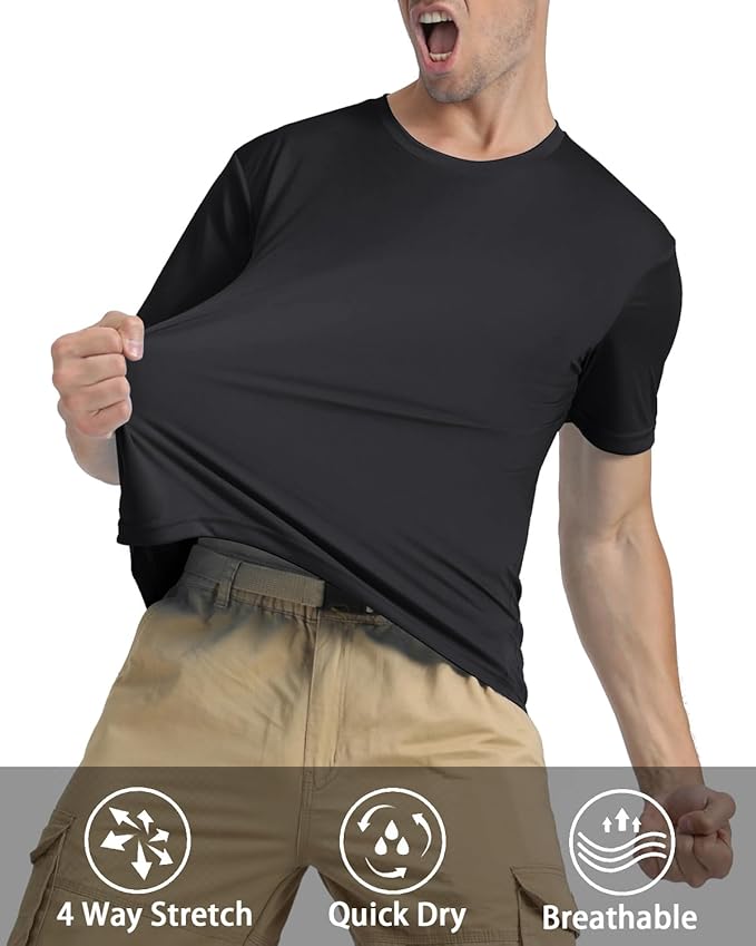 KEFITEVD Men's Short Sleeve UPF 50+ Sun Protection Shirts Quick Dry Rashguard Swim Shirt SPF Workout Fishing Athletic T-Shirt