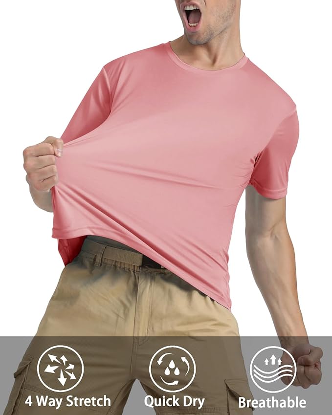 KEFITEVD Men's Short Sleeve UPF 50+ Sun Protection Shirts Quick Dry Rashguard Swim Shirt SPF Workout Fishing Athletic T-Shirt