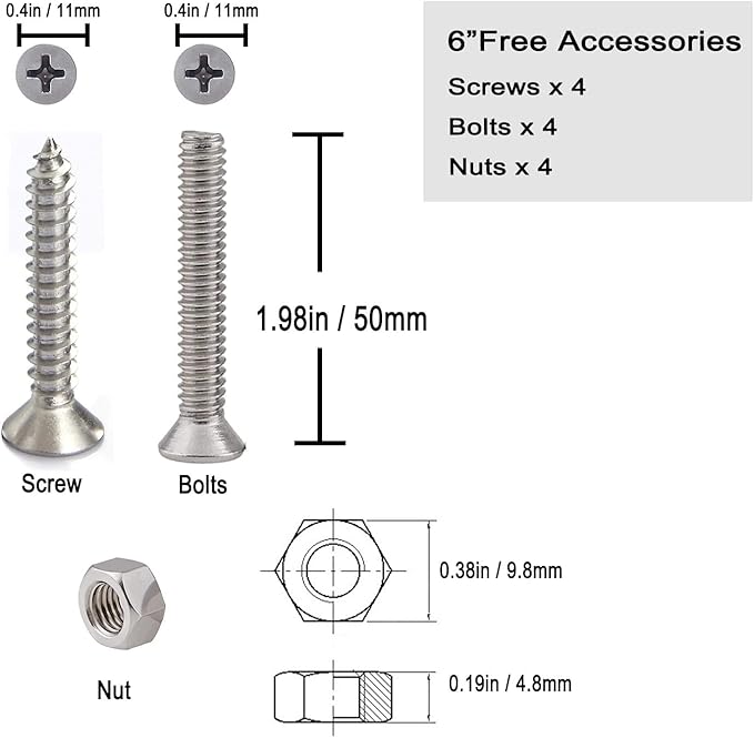 Boat Cleat Open Base Boat Cleat, Dock Cleat All 316 Stainless Steel Boat Mooring Accessories, Free Installation Accessories Screws(4/5 /6/8 inch)