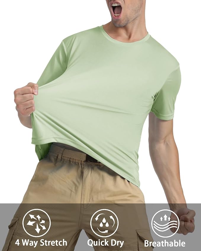 KEFITEVD Men's Short Sleeve UPF 50+ Sun Protection Shirts Quick Dry Rashguard Swim Shirt SPF Workout Fishing Athletic T-Shirt