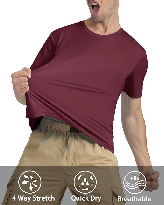 KEFITEVD Men's Short Sleeve UPF 50+ Sun Protection Shirts Quick Dry Rashguard Swim Shirt SPF Workout Fishing Athletic T-Shirt
