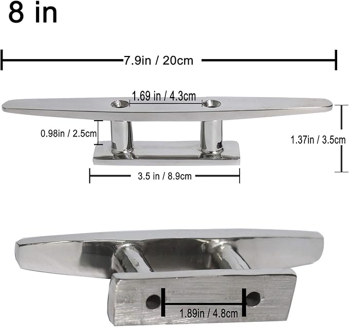 Boat Cleat Open Base Boat Cleat 4/5/6/8 inch, Dock Cleat All 316 Stainless Steel Boat Mooring Accessories, Include Installation Accessories Screws
