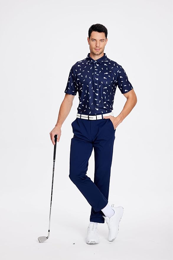 WARHORSEE Golf Polo Shirts for Men Short Sleeve Wrinkle Free 4 Way Stretch Moisture Wicking Performance Collared Tshirts