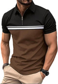 Men's Casual Polo Shirts Short Sleeve Fashion Golf Shirt Classic Striped Slim Fit T-Shirts