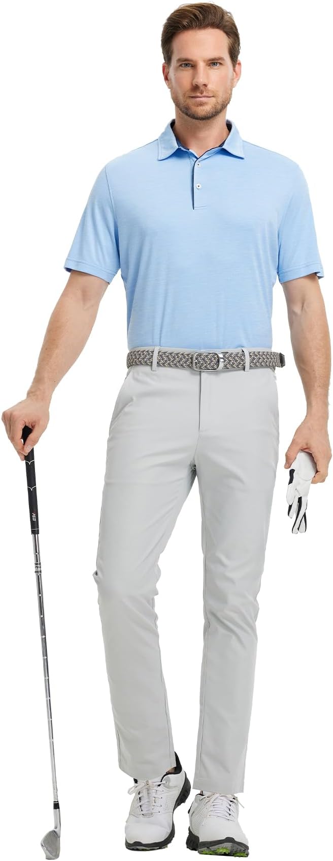M MAELREG Golf Shirts for Men Short Sleeve Dry Fit Casual Striped Performance Moisture Wicking Collared Mens Polo Shirts