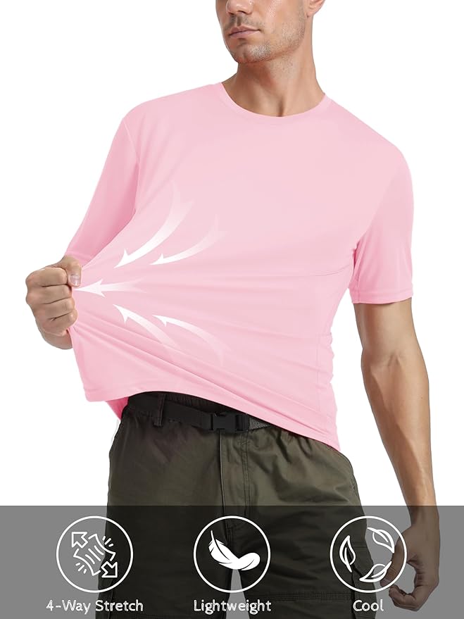 MAGCOMSEN Men's Short Sleeve UPF 50+ T-Shirt Quick Dry Rash Guard Athletic Running Swim Top Tee Performance Water Shirts