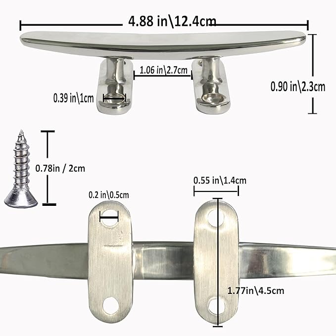 Boat Cleat Open Base Boat Cleat, Dock Cleat All 316 Stainless Steel Boat Mooring Accessories, Free Installation Accessories Screws(4/5 /6/8 inch)